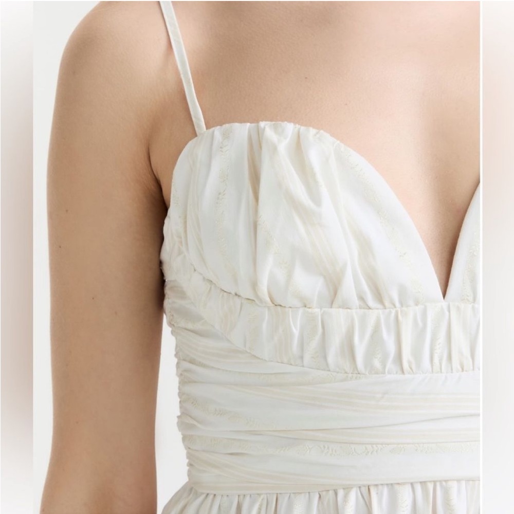 Moon River Spaghetti Strap Dress, Sweetheart, Empire Waist, White & Gold XL - Picture 3 of 11